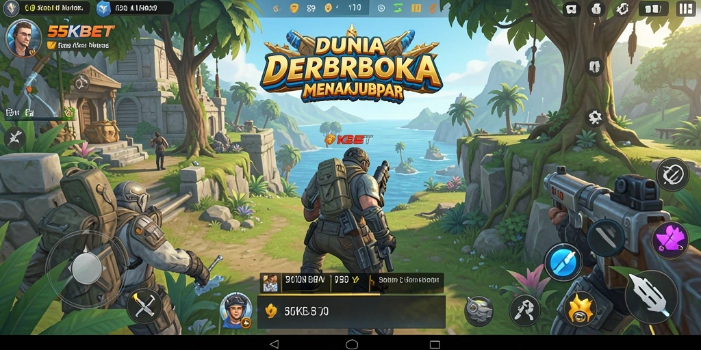 Tangkapan layar gameplay 55KBET yang menunjukkan kebebasan eksplorasi dunia terbuka.