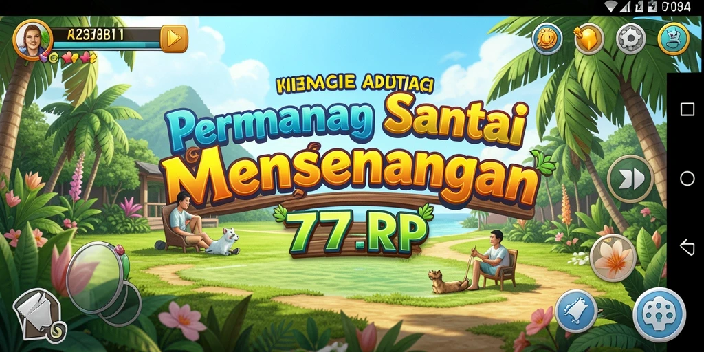 Screenshot utama 77RP menampilkan gameplay yang ceria dan penuh warna.