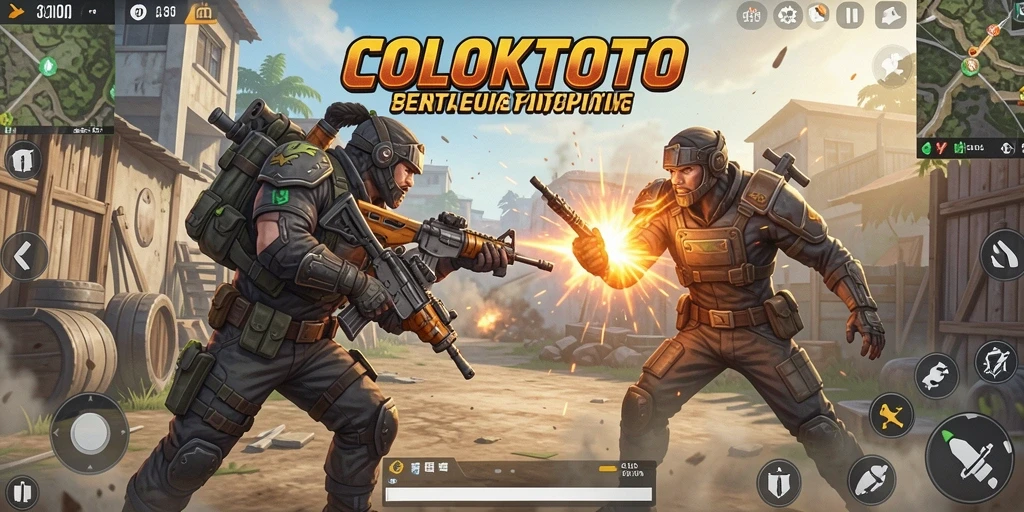 Screenshot COLOKTOTO menampilkan pertempuran seru di arena Battle Royale.
