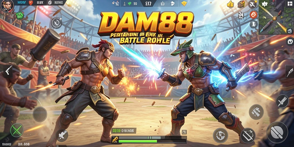 Tampilan gameplay epik dalam pertempuran Battle Royale di DAM88.