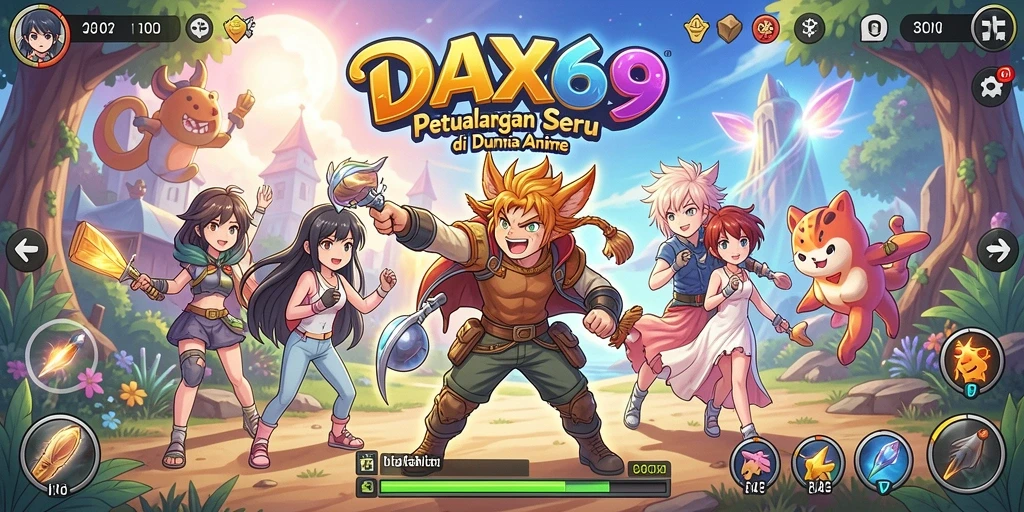 Screenshot menunjukkan karakter anime dalam pertempuran dinamis dan penuh warna.