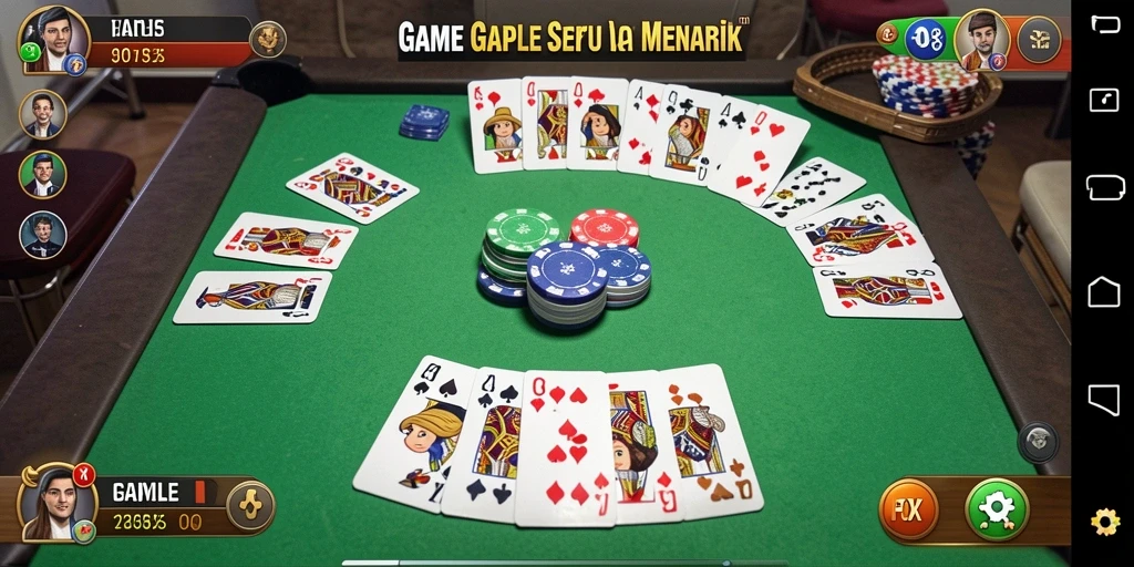 Tampilan gameplay seru dalam F08, permainan Gaple yang menarik.