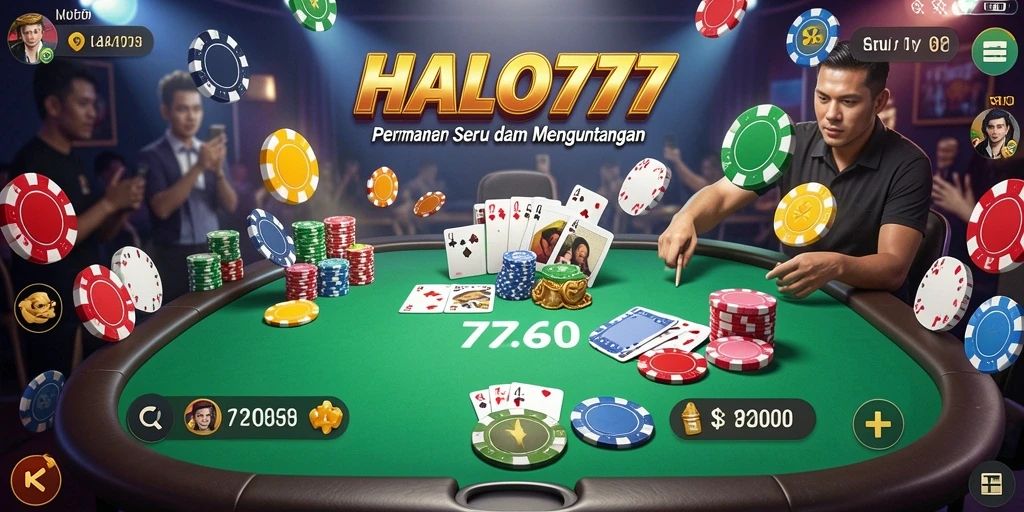 Screenshot utama HALO777 menampilkan gameplay Poker yang memukau.