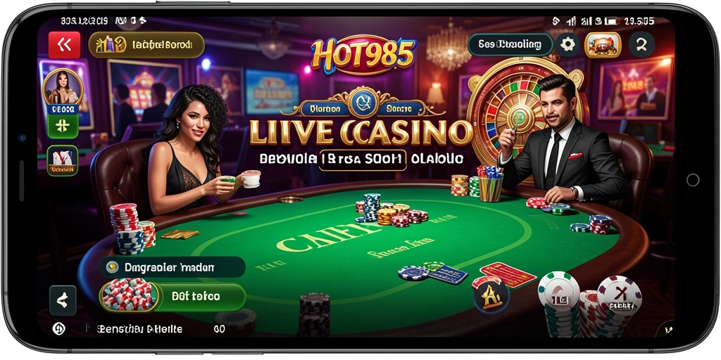 Tampilan gameplay Live Casino HOT985 yang mendebarkan dan interaktif.