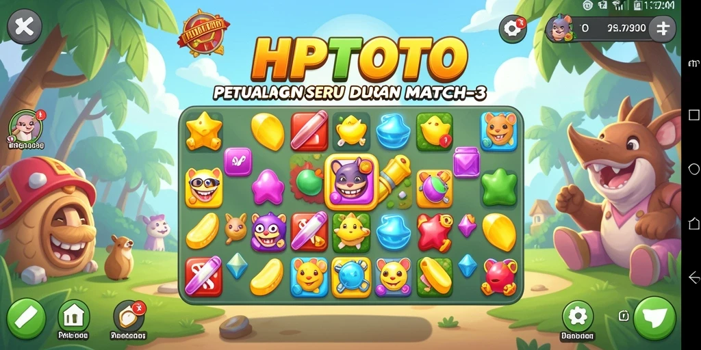 Tampilan gameplay seru dalam HPTOTO dengan objek berwarna-warni.