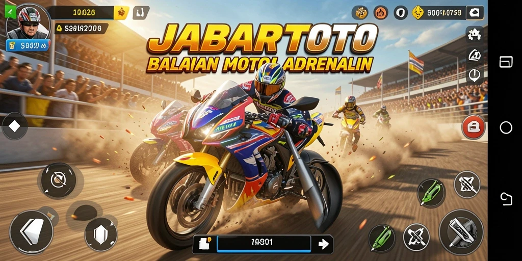 Tampilan gameplay JABARTOTO yang seru dan mendebarkan saat balapan motor.