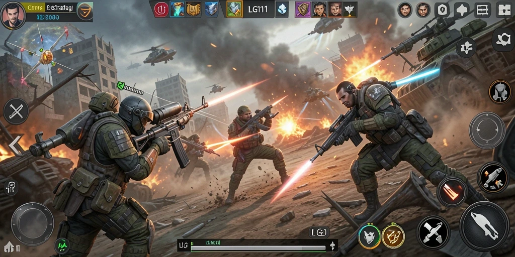 Screenshot utama LG111 menampilkan gameplay yang intens dan strategi pertempuran.