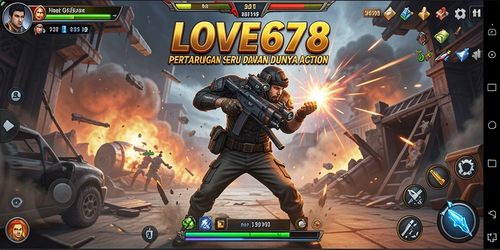Gameplay LOVE678 menunjukkan pertempuran seru dan karakter unik.