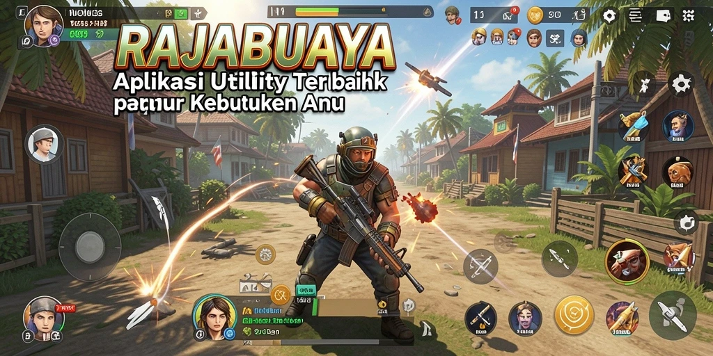 Tampilan utama aplikasi RAJABUAYA dengan fitur-fitur utility.