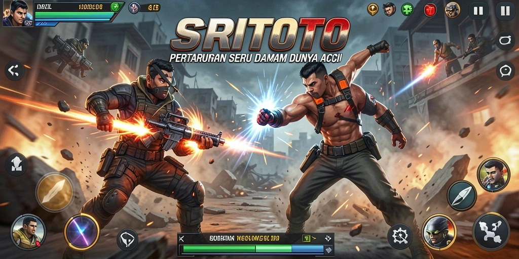 Gameplay SRITOTO yang penuh aksi dan pertarungan menegangkan.