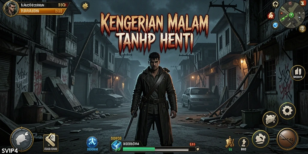 Screenshot gameplay SVIP4 menunjukkan suasana menyeramkan yang mendebarkan.