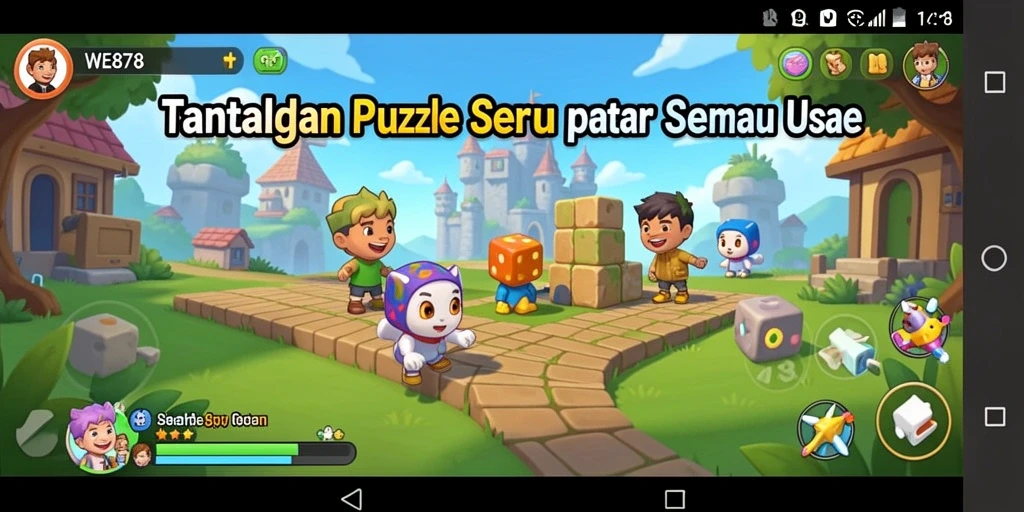 Tampilan gameplay WE878 dengan berbagai teka-teki menantang.