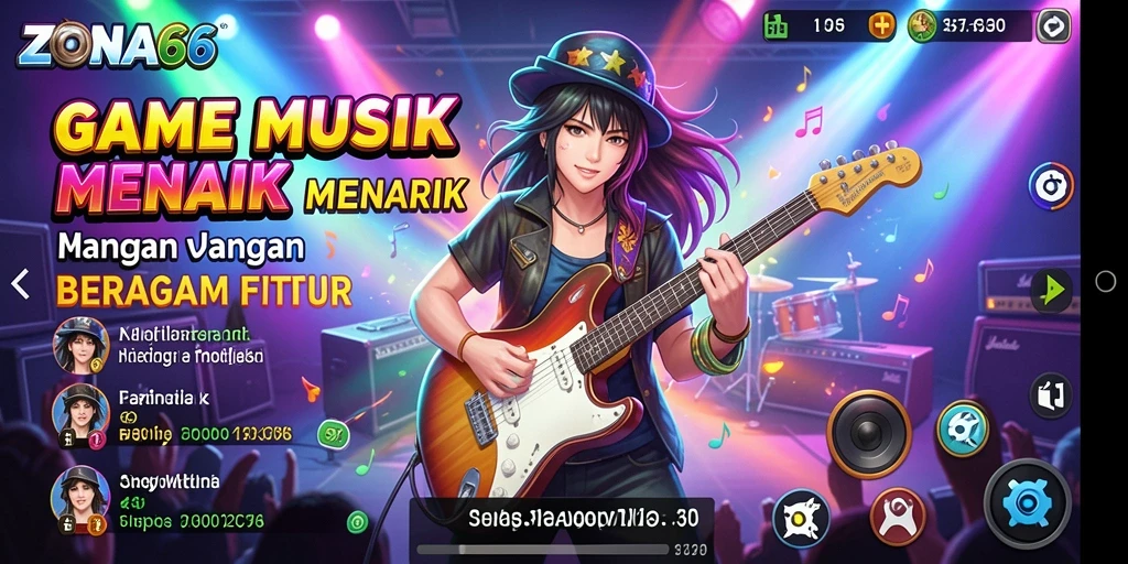 Screenshot gameplay ZONA66 yang menampilkan momen seru bermain musik.